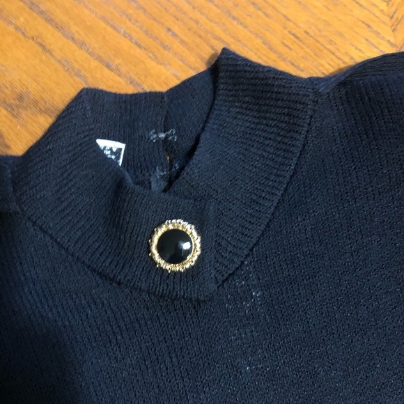 Vintage St. John for Saks Fifth Avenue Black Santana Knit Dress Size 4 Gold - Picture 3 of 8